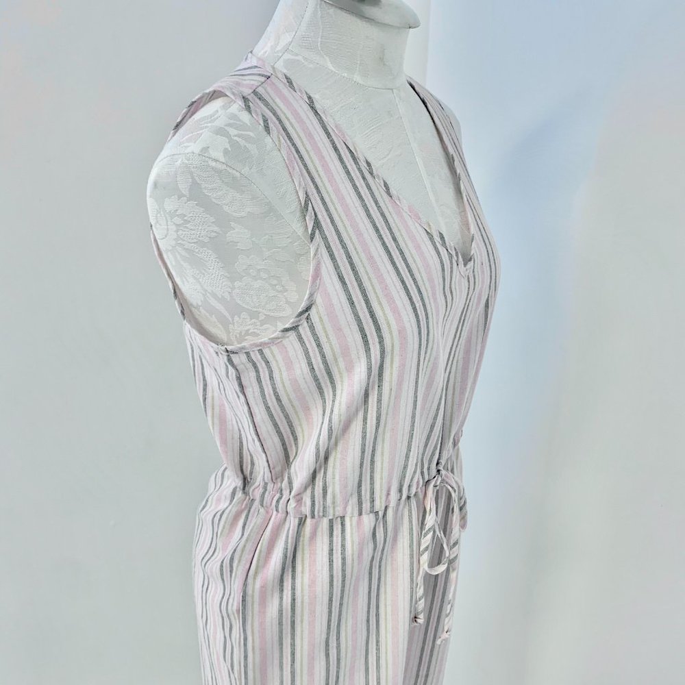 Anthropologie Drew M Linen Stripe Pastel Jumpsuit - Picture 6 of 11